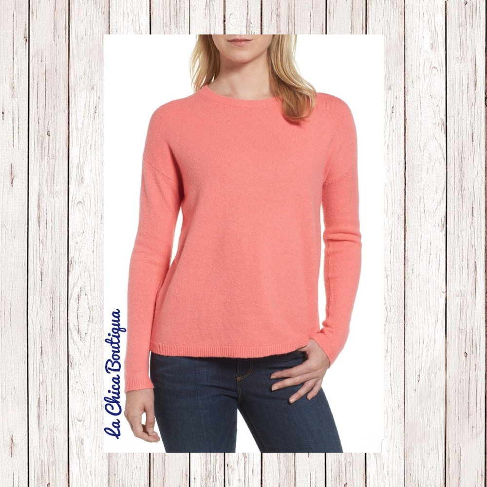 Halogen Coral Colored Lightweight Bow Sweater